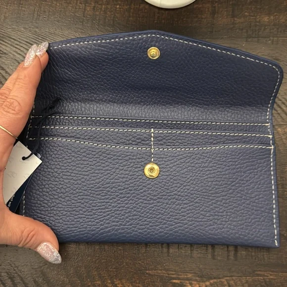 Dooney & Bourke Blue Pebbled Leather Wallet - Picture 4 of 9